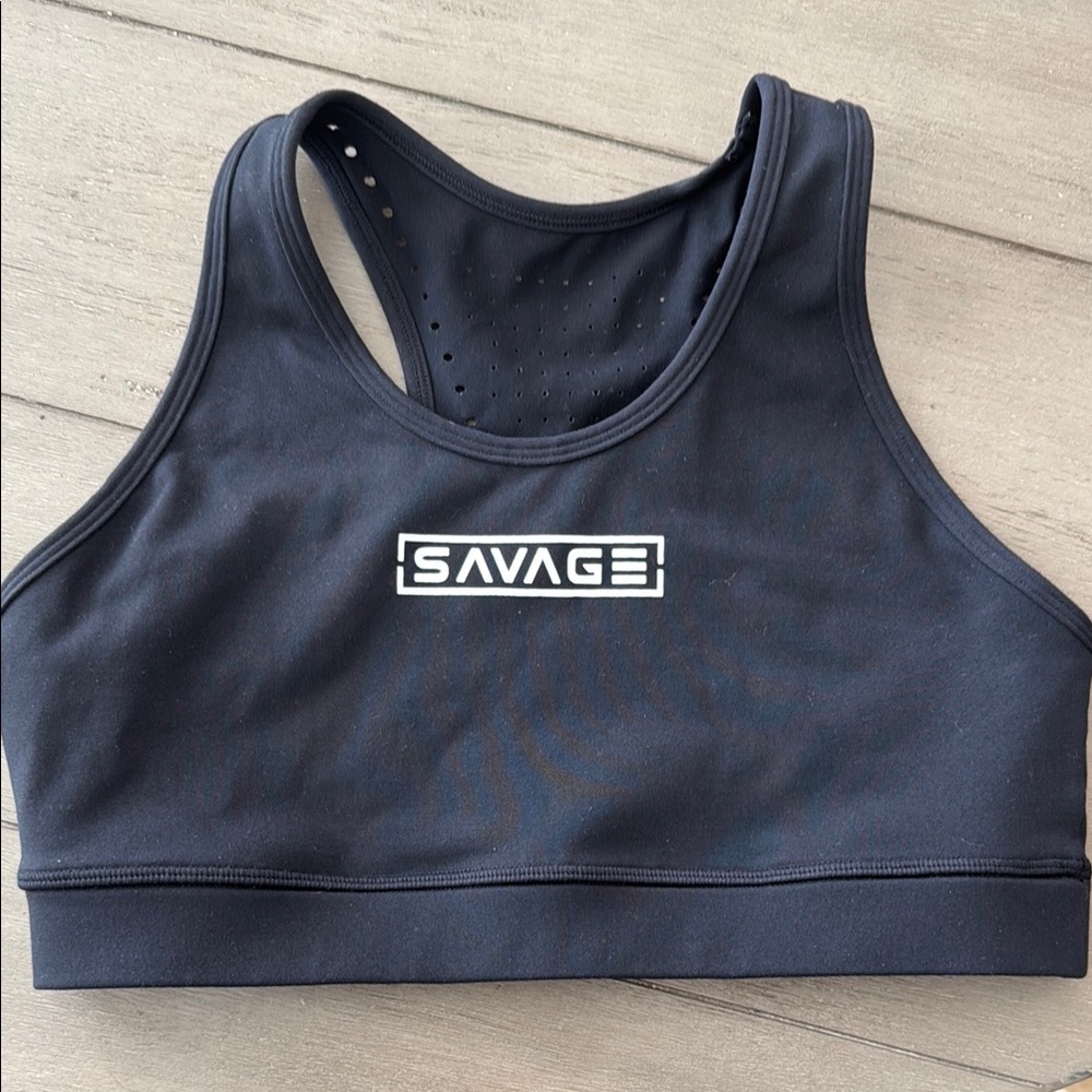 Savage Barbell Black Sports Bra in size Large